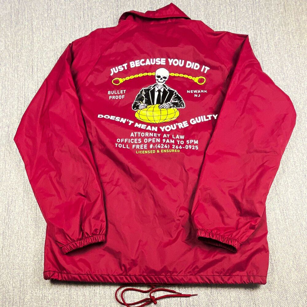 Open 925 Just Because You Did It Coach Jacket Windbreaker Burgundy Maroon XL